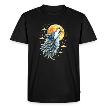Loup mystique - Battement de cœur - T-shirt Premium bio Homme - noir - Devant - Nico (187cm)