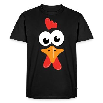 Poules poules poules face - T-shirt Premium bio Homme - noir - Devant - Nico (187cm)