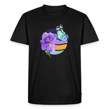 Beau papillon avec motif de fleur et de vague - T-shirt Premium bio Homme - noir - Devant - Nico (187cm)