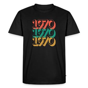 Anniversaire année 1970 / Vintage 1970 - T-shirt Premium bio Homme - noir - Devant - Nico (187cm)