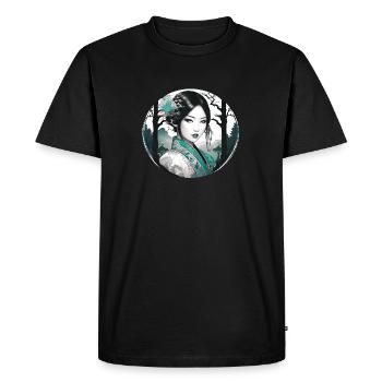 Manga, Anime, Gothique, Yeux verts, Ornement - T-shirt Premium bio Homme - noir - Devant - Nico (187cm)