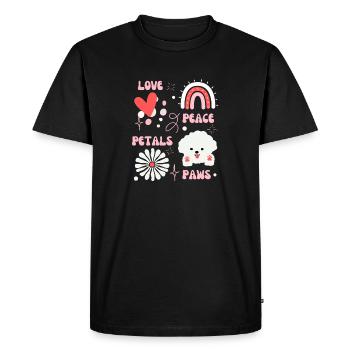 Love, Peace, Petals & Paws - Men's Premium Organic T-Shirt - black - Front - Nico (187cm)