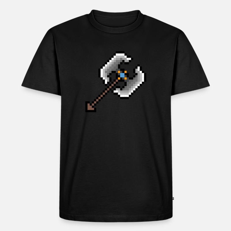 Axt Pixel Art - Männer Premium Bio T-Shirt - Schwarz