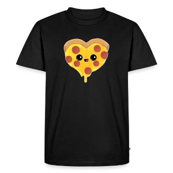 Coeur - amour Sarah pizza cadeau mère jour enfant - T-shirt Premium bio Homme - noir - Devant - Nico (187cm)