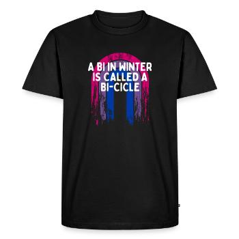Bi in Winter Is a Bi-cicle Bisexual Pun Bi Pride - Men's Premium Organic T-Shirt - black - Front - Nico (187cm)