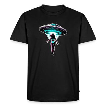 Woman is abducted into UFO. - Men's Premium Organic T-Shirt - black - Front - Nico (187cm)