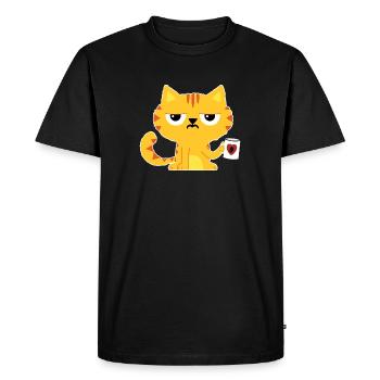 Cat - cat of coffee - drinking coffee caffeine - Men's Premium Organic T-Shirt - black - Front - Nico (187cm)