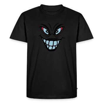psychopathe fou clown joker sourire bouche - T-shirt Premium bio Homme - noir - Devant - Nico (187cm)