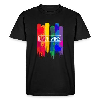 L'amour gagne les LGBT - T-shirt Premium bio Homme - noir - Devant - Nico (187cm)