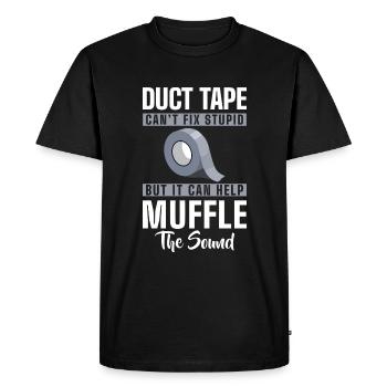 Les idiots travaillent la provocation maléfique - T-shirt Premium bio Homme - noir - Devant - Nico (187cm)