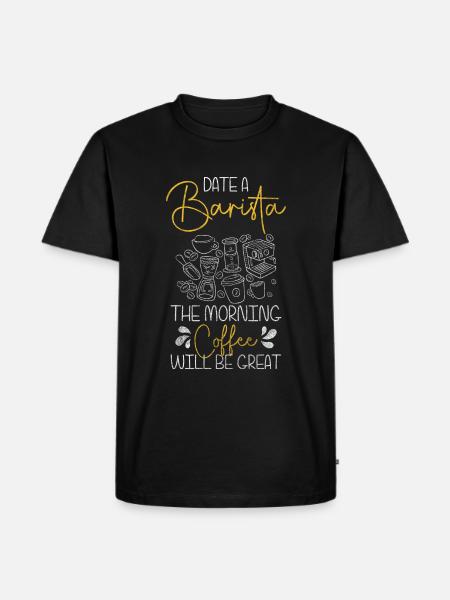 Kaffee Latte Macchiato Morgenmuffel - Männer Premium Bio T-Shirt - Schwarz