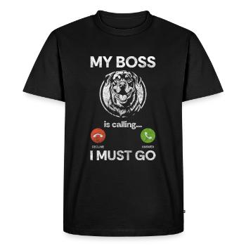 Chien de race pure Combat Chien Maîtresse Combattante - T-shirt Premium bio Homme - noir - Devant - Nico (187cm)