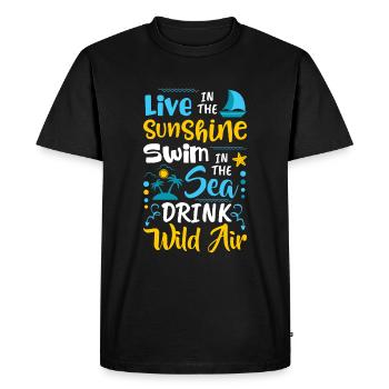 Vivre au soleil Nager dans la mer Air sauvage - T-shirt Premium bio Homme - noir - Devant - Nico (187cm)