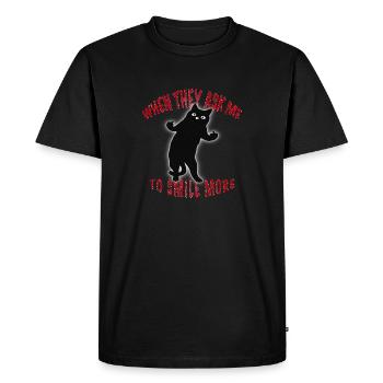 Chat maléfique drôle disant majeur - T-shirt Premium bio Homme - noir - Devant - Nico (187cm)
