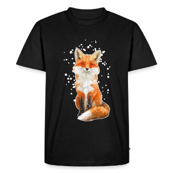 Fox with snowflakes - Men's Premium Organic T-Shirt - black - Front - Nico (187cm)