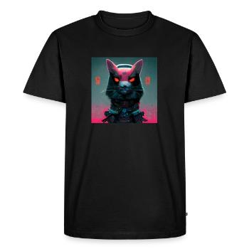 Samurai cat futuristic universe - Men's Premium Organic T-Shirt - black - Front - Nico (187cm)