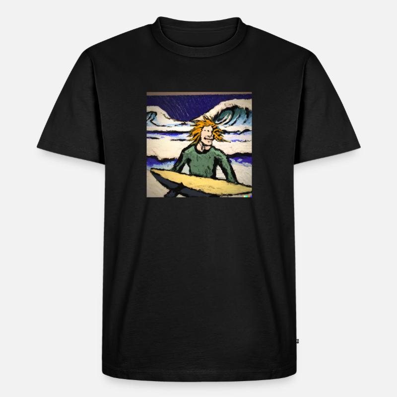 Van Gogh Surfer Meer - Männer Premium Bio T-Shirt - Schwarz