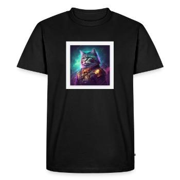 The ruler of the Galaxy is a cat - Men's Premium Organic T-Shirt - black - Front - Nico (187cm)