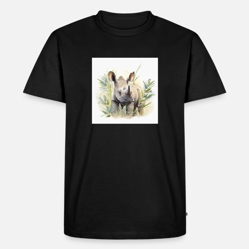 Nashorn - Männer Premium Bio T-Shirt - Schwarz