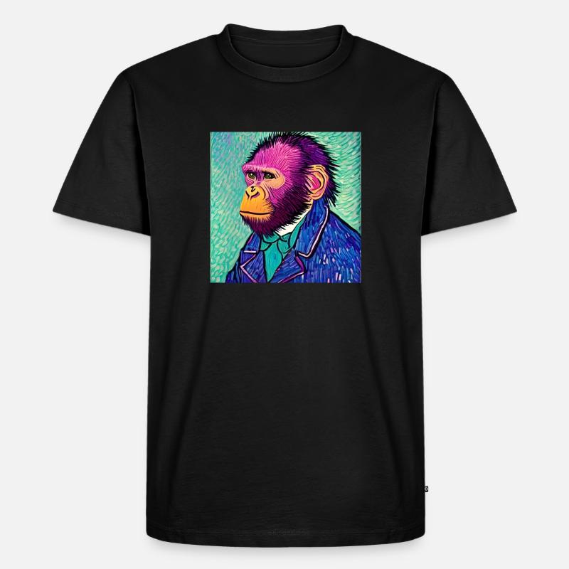 Monkey van Gogh - Männer Premium Bio T-Shirt - Schwarz