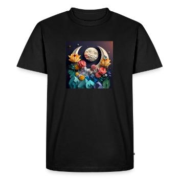 Flowers from the moon to earth, gift, birthday - Men's Premium Organic T-Shirt - black - Front - Nico (187cm)