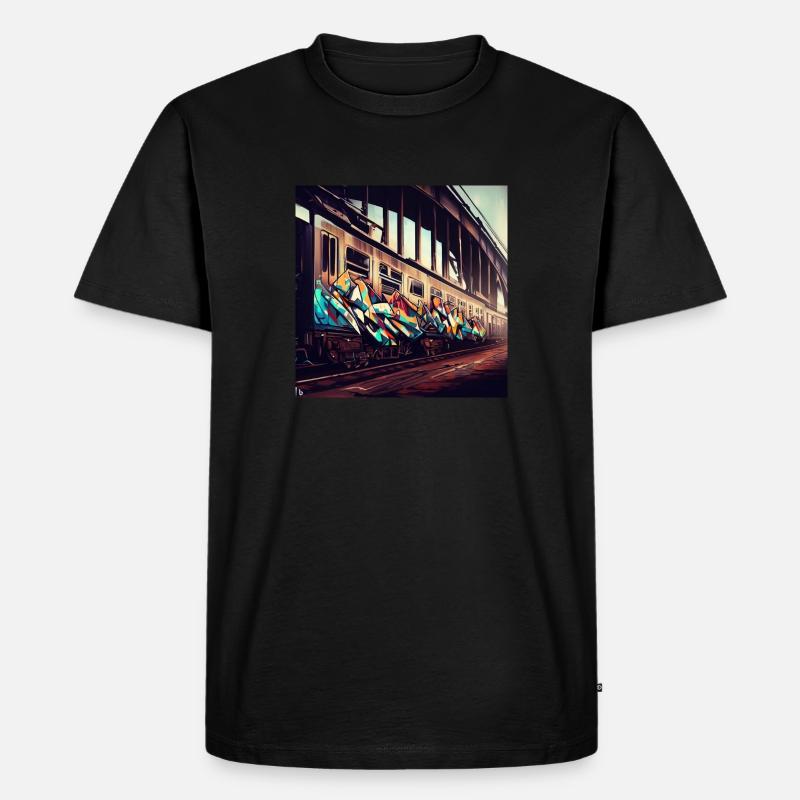 Graffiti Train Artwork - Männer Premium Bio T-Shirt - Schwarz