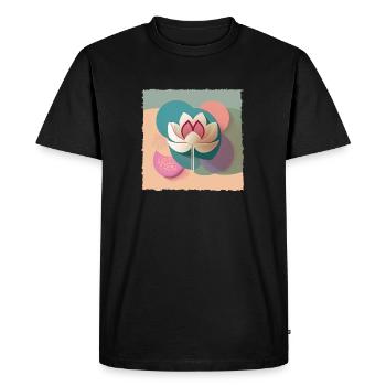 Fleur de Lotus en Design Minimaliste - T-shirt Premium bio Homme - noir - Devant - Nico (187cm)