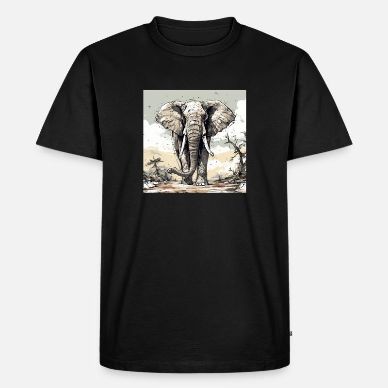 Comic style Elefant - Männer Premium Bio T-Shirt - Schwarz
