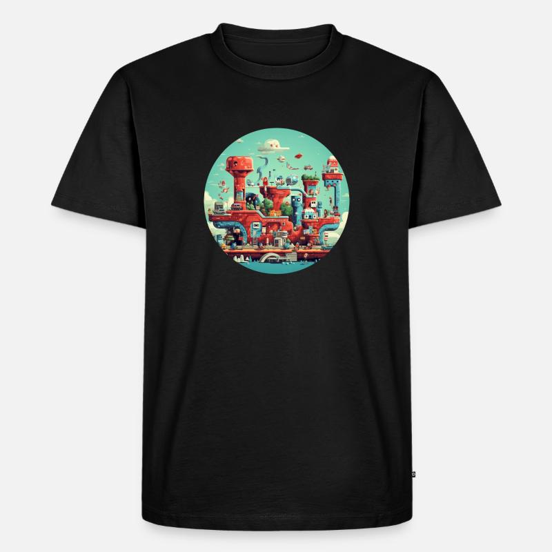 Nostalgisches Retro Videospiel - Männer Premium Bio T-Shirt - Schwarz