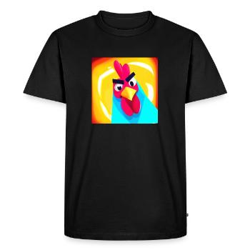 "Majesté Bleue: Le Coq Courageux - T-shirt Premium bio Homme - noir - Devant - Nico (187cm)
