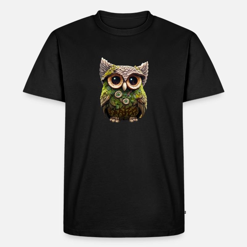 Hölzerne Eule - Männer Premium Bio T-Shirt - Schwarz