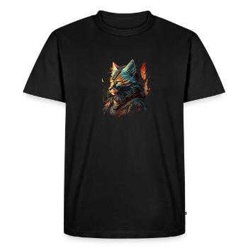 A Fantasy Warrior Cat - Men's Premium Organic T-Shirt - black - Front - Nico (187cm)