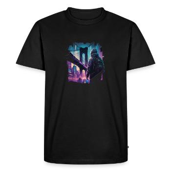 Brooklyn Bridge cyberpunk - Men's Premium Organic T-Shirt - black - Front - Nico (187cm)