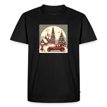L’église en hiver - T-shirt Premium bio Homme - noir - Devant - Nico (187cm)