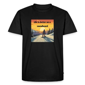 Snowboard Loving Retro Sunset Style - T-shirt Premium bio Homme - noir - Devant - Nico (187cm)