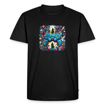 Epic Quest Control - Men's Premium Organic T-Shirt - black - Front - Nico (187cm)