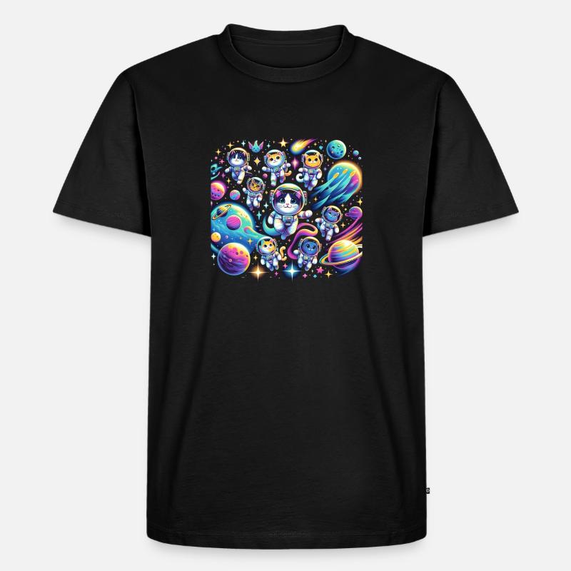 Kosmische Kätzchen-Expedition - Männer Premium Bio T-Shirt - Schwarz