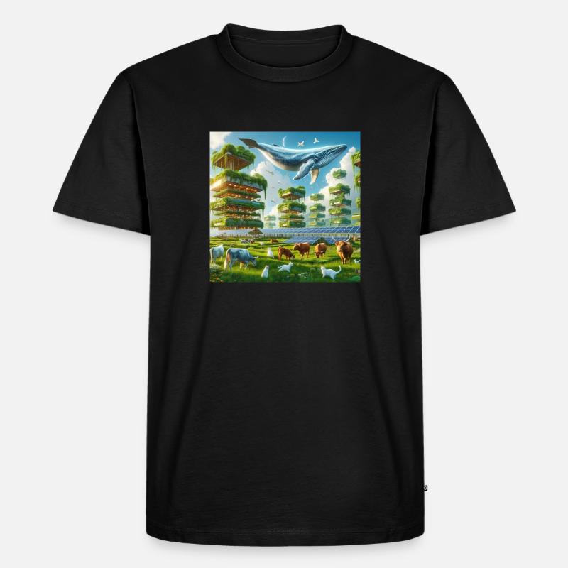 Cattle & cats & a giant whale - Männer Premium Bio T-Shirt - Schwarz