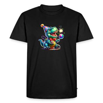 Dino de fête - T-shirt Premium bio Homme - noir - Devant - Nico (187cm)