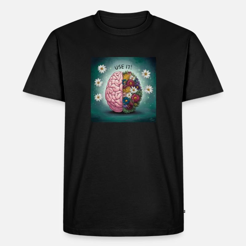 Brain Flowers USE IT! - Männer Premium Bio T-Shirt - Schwarz