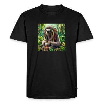 Rastaman Wanderer Sloth - Men's Premium Organic T-Shirt - black - Front - Nico (187cm)