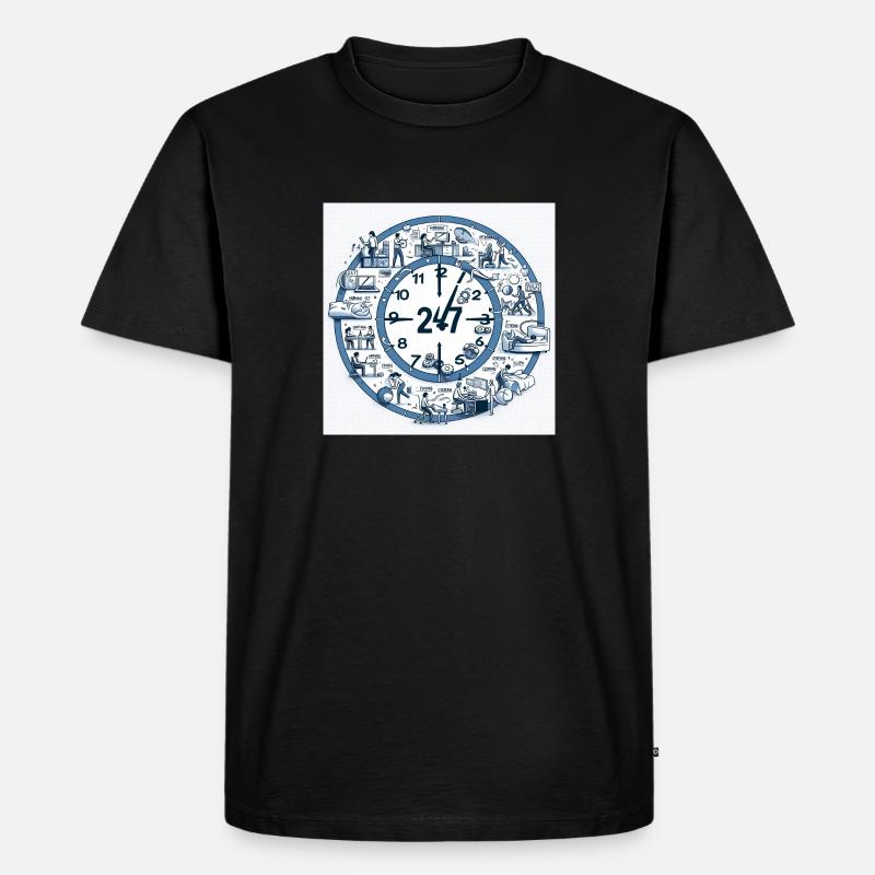 24/7 Texts in DE - Männer Premium Bio T-Shirt - Schwarz