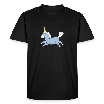 licorne mignonne en bleu - T-shirt Premium bio Homme - noir - Devant - Nico (187cm)