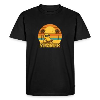 "Retro Sunset & Sunglass Chick" - Men's Premium Organic T-Shirt - black - Front - Nico (187cm)