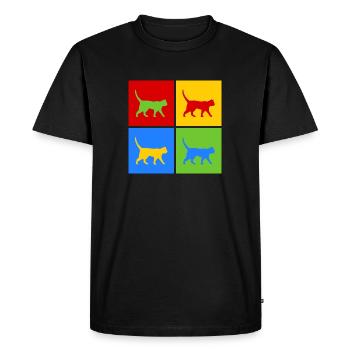 Cat Cats Pop Art, cadeau pour les amoureux des chats - T-shirt Premium bio Homme - noir - Devant - Nico (187cm)