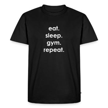 EAT SLEEP GYM REPEAT Fitness Shirt cadeau Idée - T-shirt Premium bio Homme - noir - Devant - Nico (187cm)