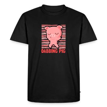 Cochon danse et pose Dabbing Pig - T-shirt Premium bio Homme - noir - Devant - Nico (187cm)