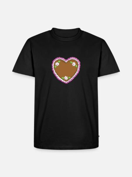 Lebkuchenherz für eigenen Text - Männer Premium Bio T-Shirt - Schwarz