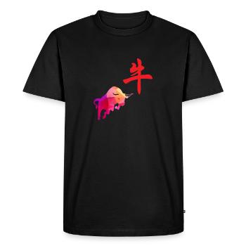 Signes du zodiaque chinois Bison Low Poly Art - T-shirt Premium bio Homme - noir - Devant - Nico (187cm)