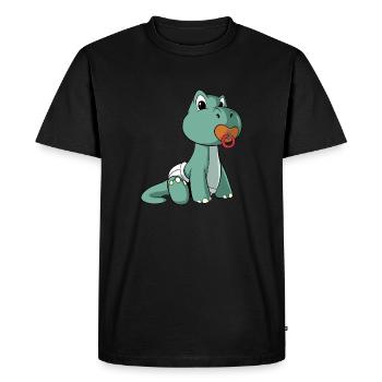 Cute Baby Dino Teat Cartoon Dinosaur - Men's Premium Organic T-Shirt - black - Front - Nico (187cm)